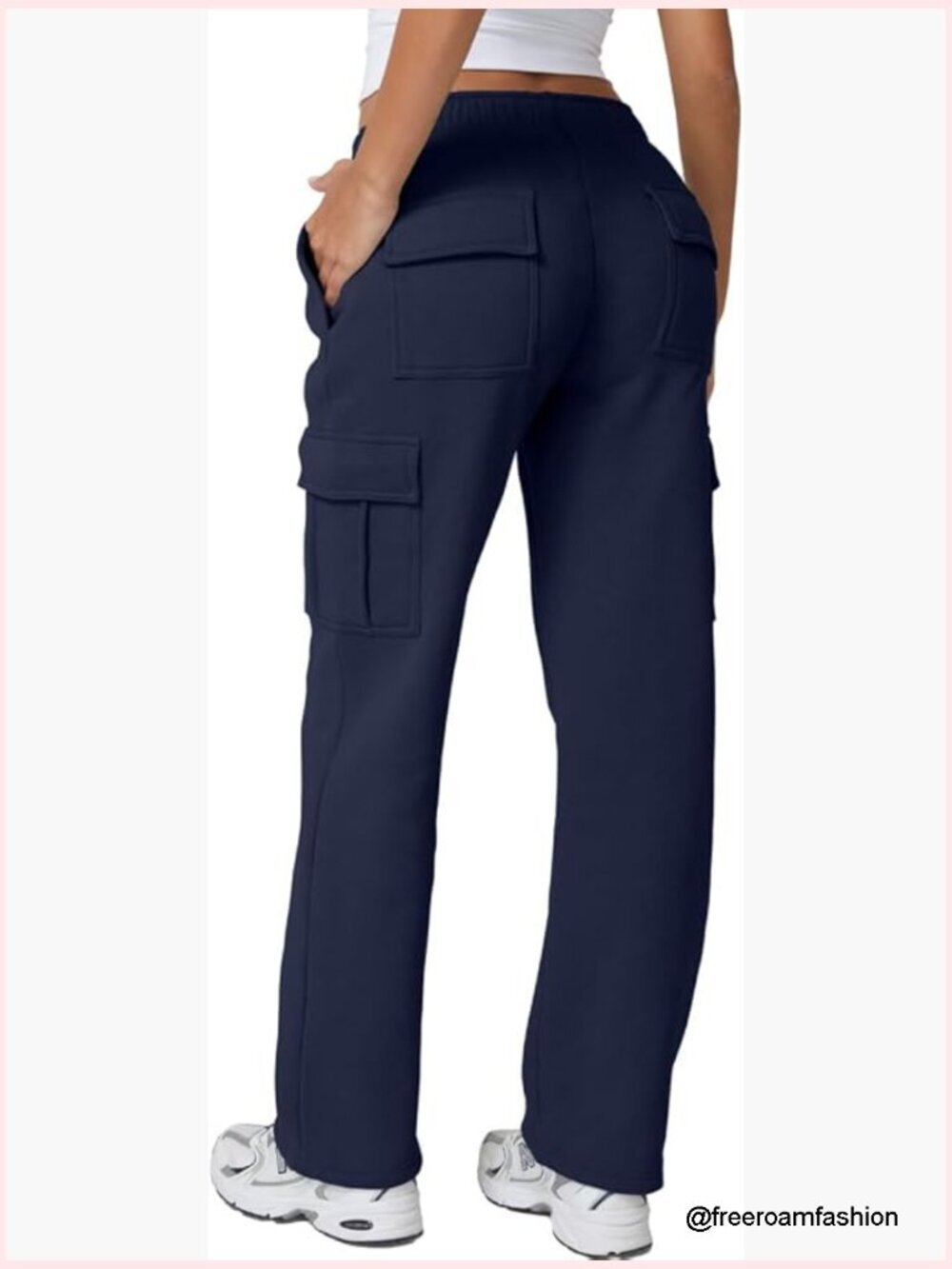 Baggy Cargo Sweatpants for Women Fleece Lined Wide Leg Joggers with Pockets